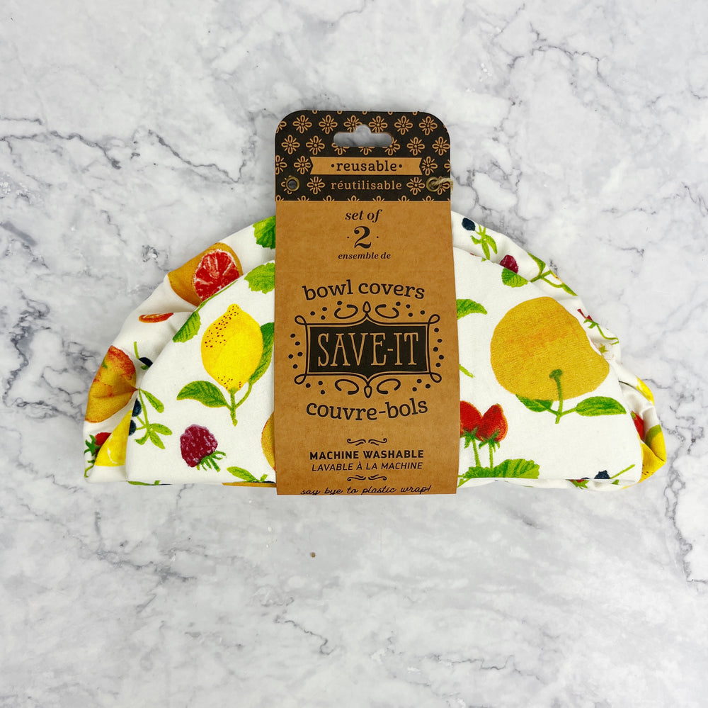 Set of Two Reusable Fruit Salad Design Bowl Covers