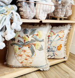 Embroidered Floral with Fringe Pillow