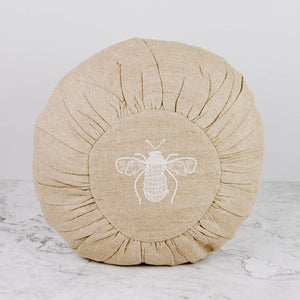 Round Embroidered Bee Pillow