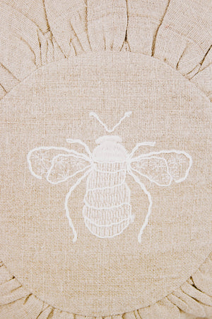 Round Embroidered Bee Pillow