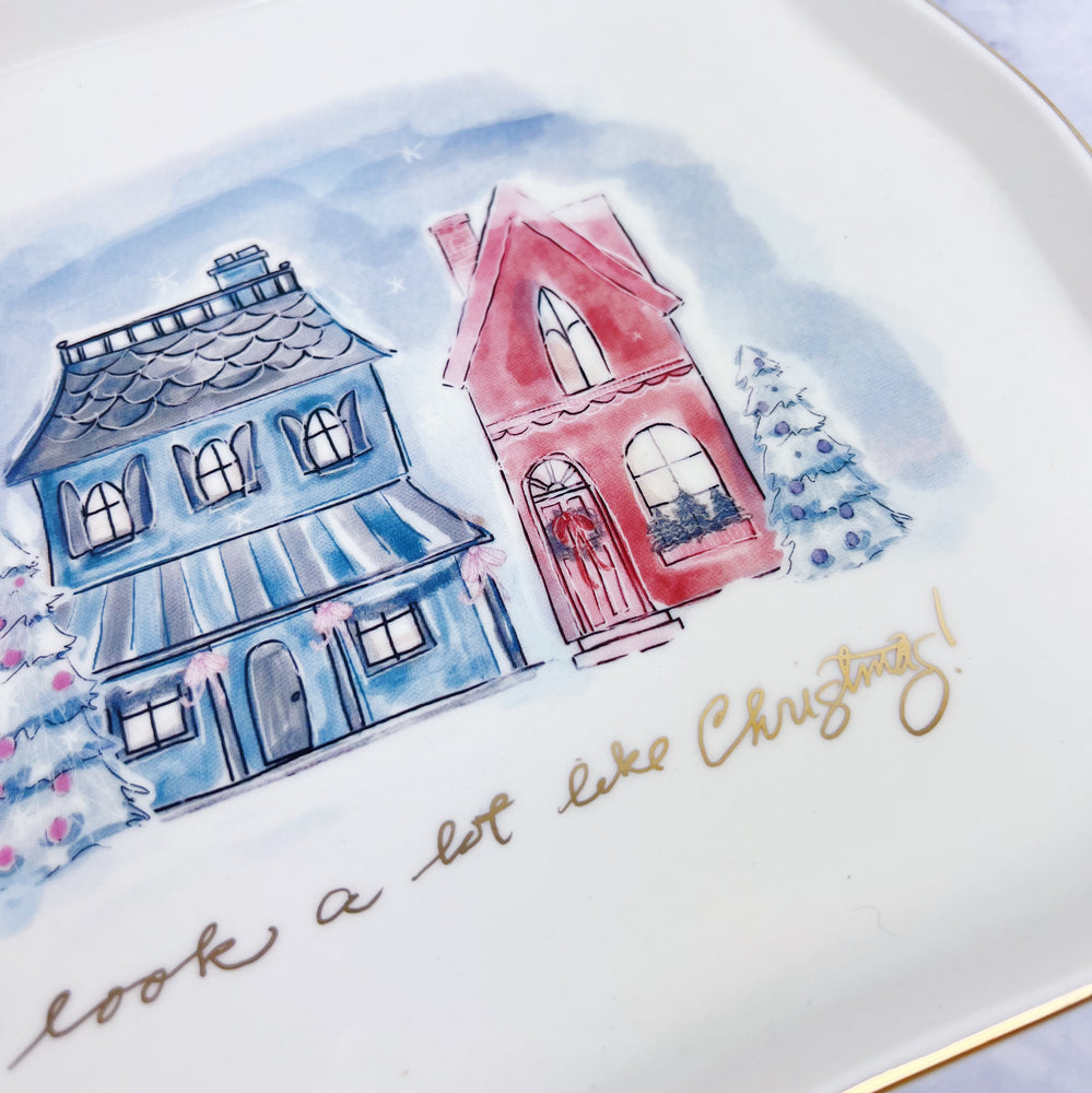 Christmas Village Stoneware Platter