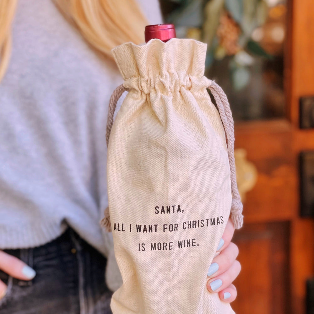 Holiday Canvas Wine Bag with Quote