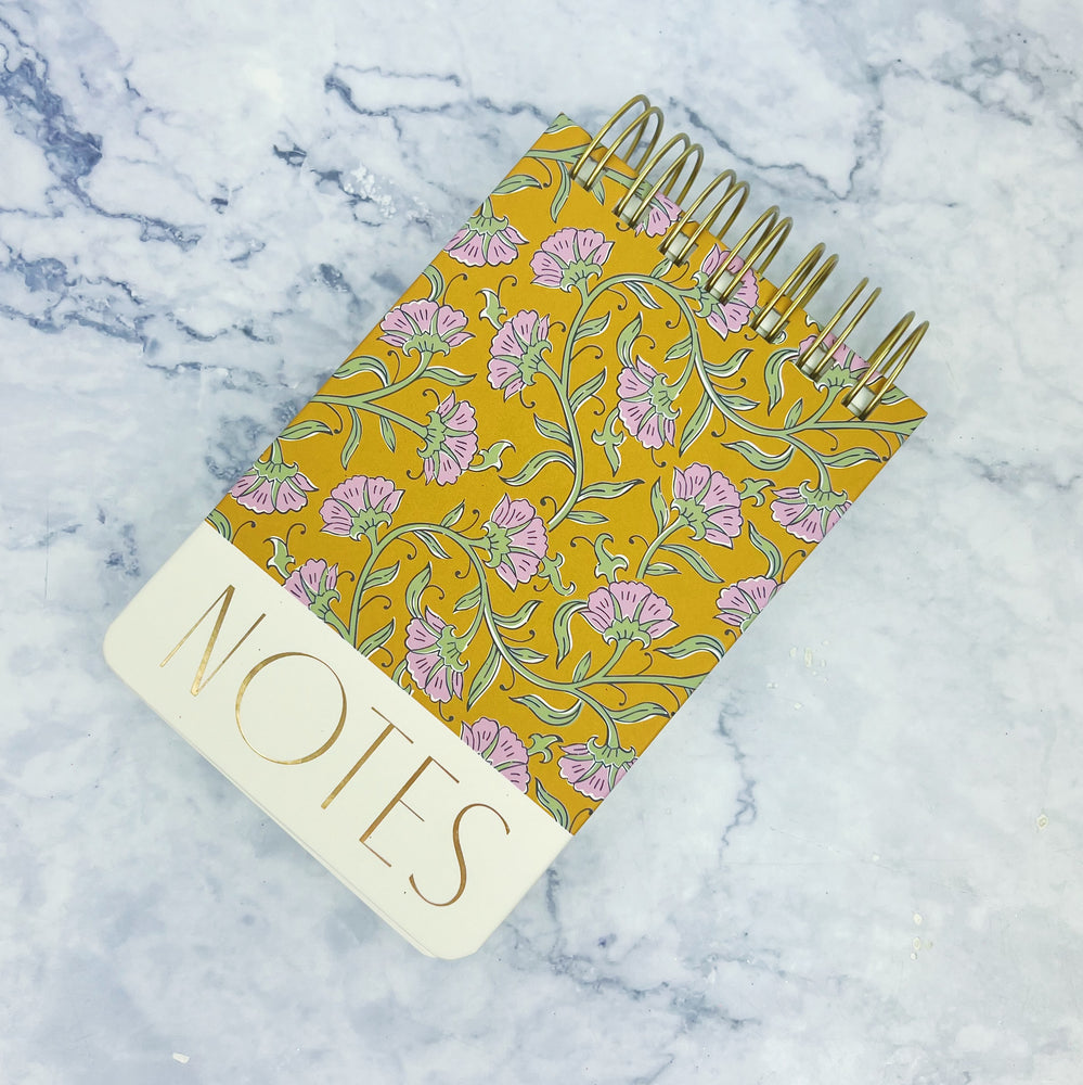 Gold Floral Flip Wire Notepad