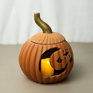 Jack-O-Lantern with Stem Lid