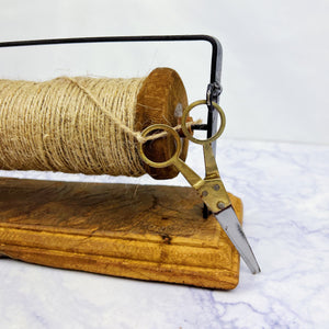 Spool Of Twine on Reclaimed Wooden Stand with Scissors