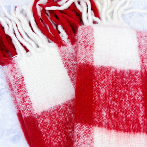 Red and White Fringe Throw