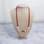 Red and White Woo Pig Necklace
