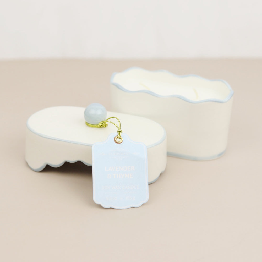 Cherie Porcelain Ceramic Candle with Colored Accents