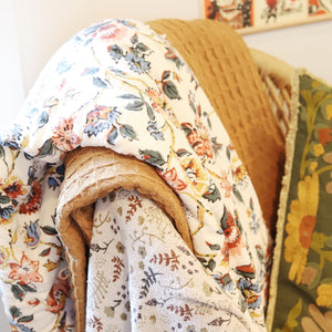 Woven Cotton Floral Throw
