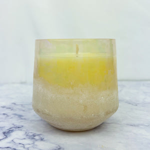 Winter Frosted Baltic Glass Candle