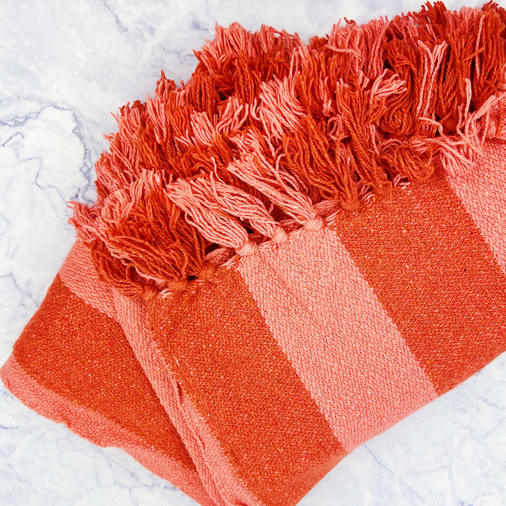 Grapefruit Stripe Cotton Throw Blanket