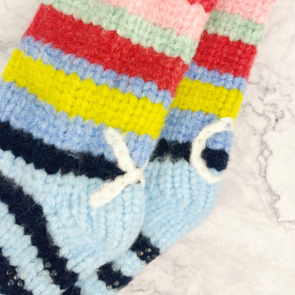 X O Knit Colorful Striped Slipper Socks