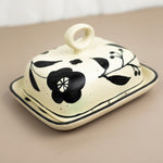 Black and White Hand Painted Butter Dish