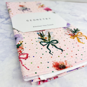 Bows and Dots Recycled Tea Towel