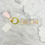 Girl Mom Key Tag with Pink Tassel
