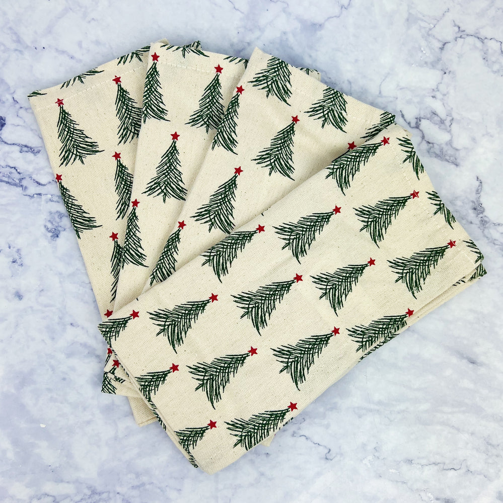 Cotton Christmas Tree Napkins - Set of 4