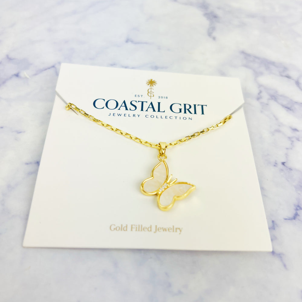 Mother of Pearl Butterfly Necklace