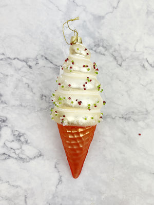 Ice Cream Cone Glass Ornament