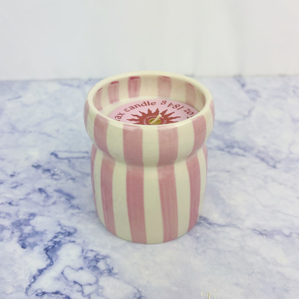 Hand Painted Striped Candle