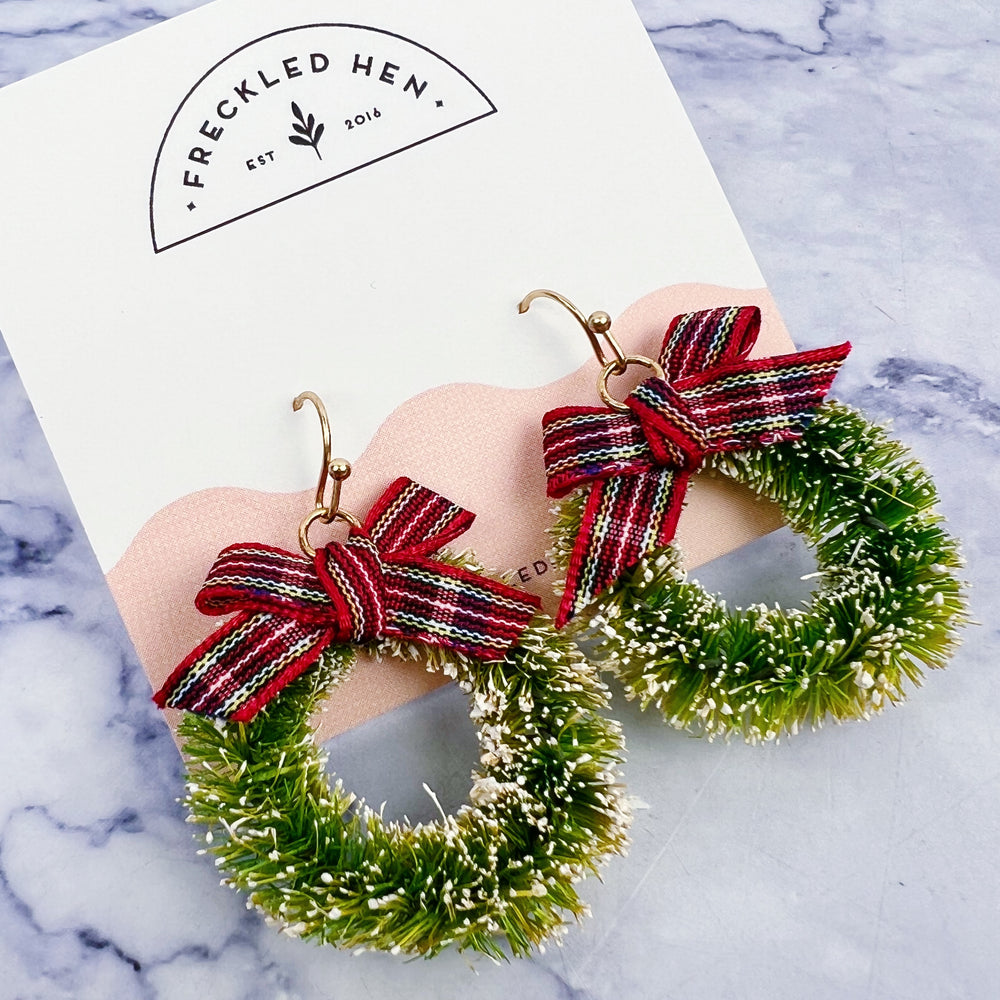 Christmas Cottage Wreath Earrings