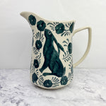 Stoneware Pitcher with Indigo Bunny
