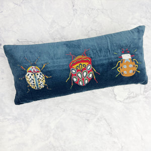 Blue Velvet Beetle Pillow