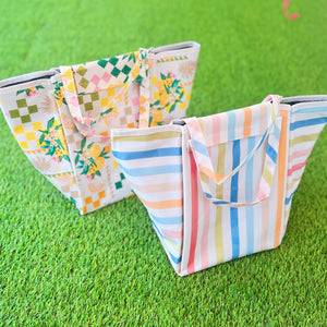 Pastel Striped Picnic Cooler Bag