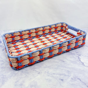 Colorful Two-Toned Woven Basket Tray