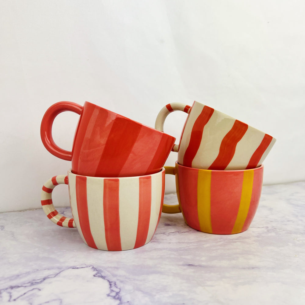 Hand Painted Striped Mugs