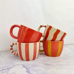 Hand Painted Striped Mugs