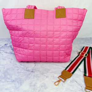 Holiday Quilted Puff Tote Bag