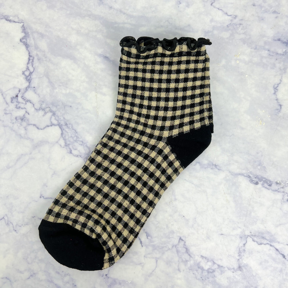 Plaid Ruffle Ankle Socks