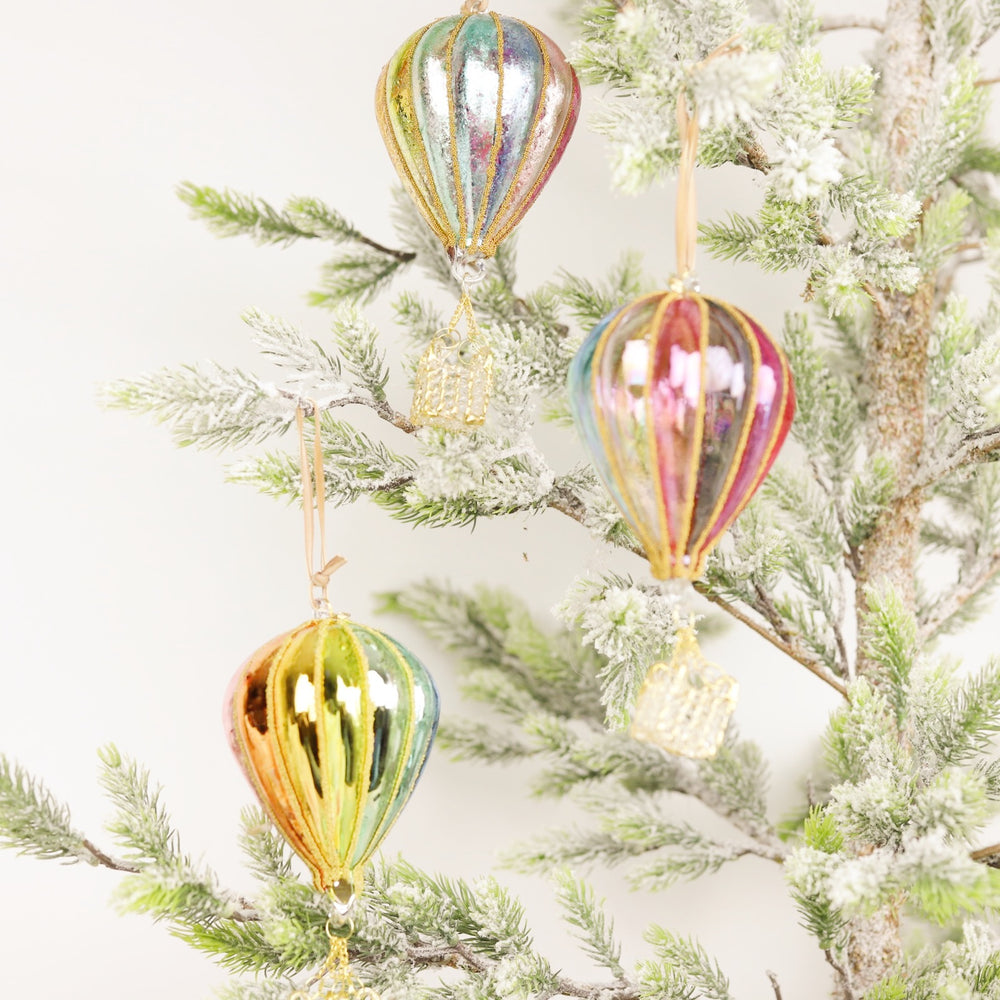 Glass Rainbow Hot Air Balloon Ornament