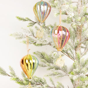 Glass Rainbow Hot Air Balloon Ornament