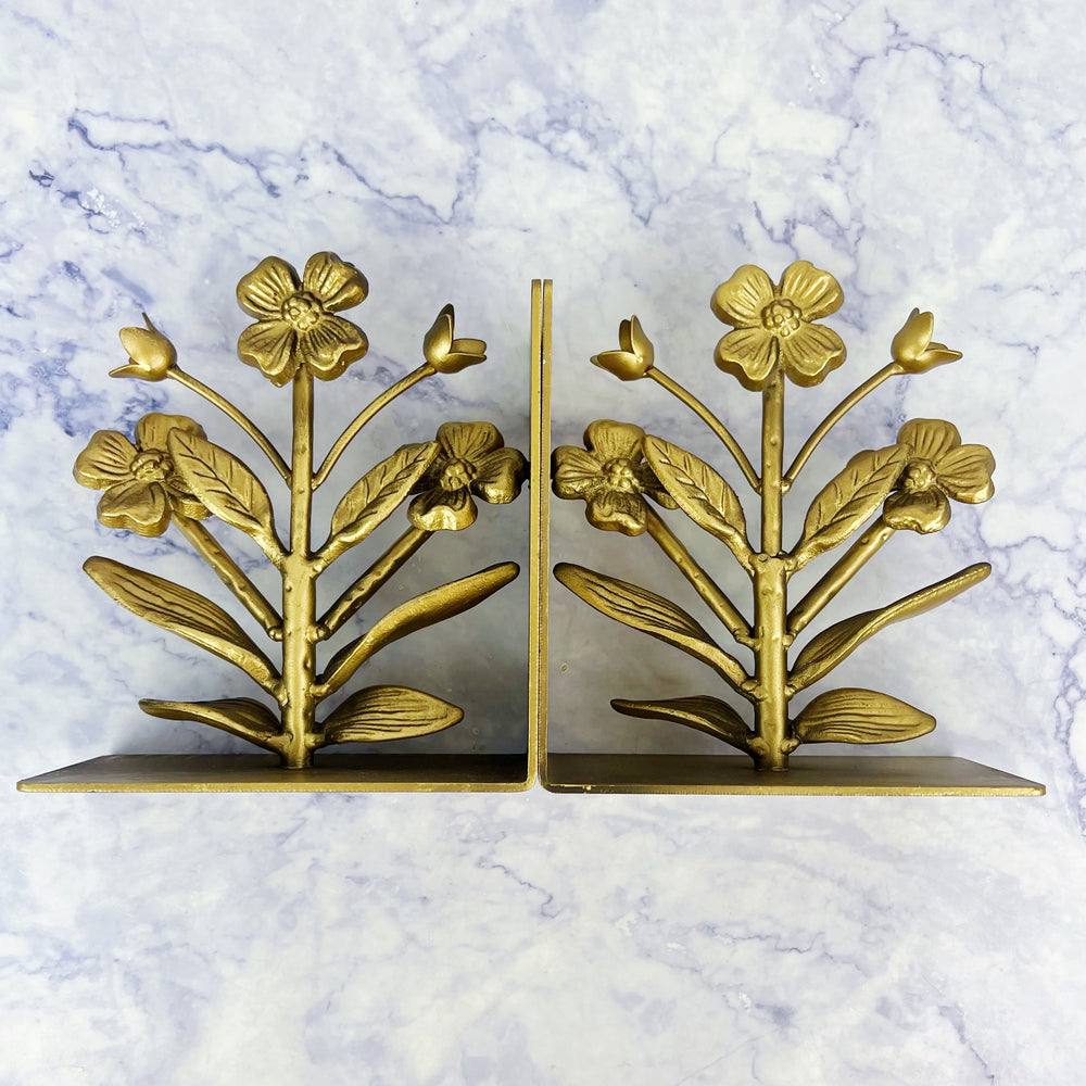 Cast Iron Flower Shaped Bookends