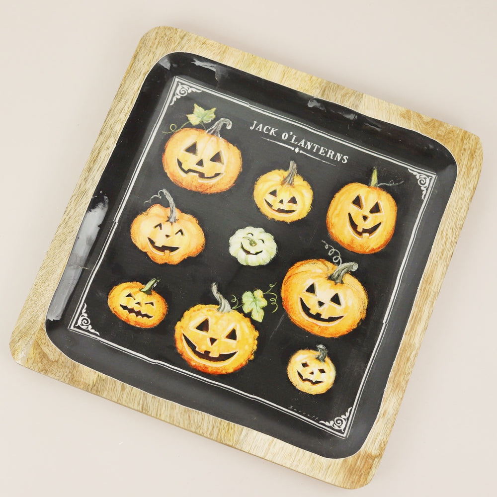 Jack O'Lantern Wood Trays - 10"