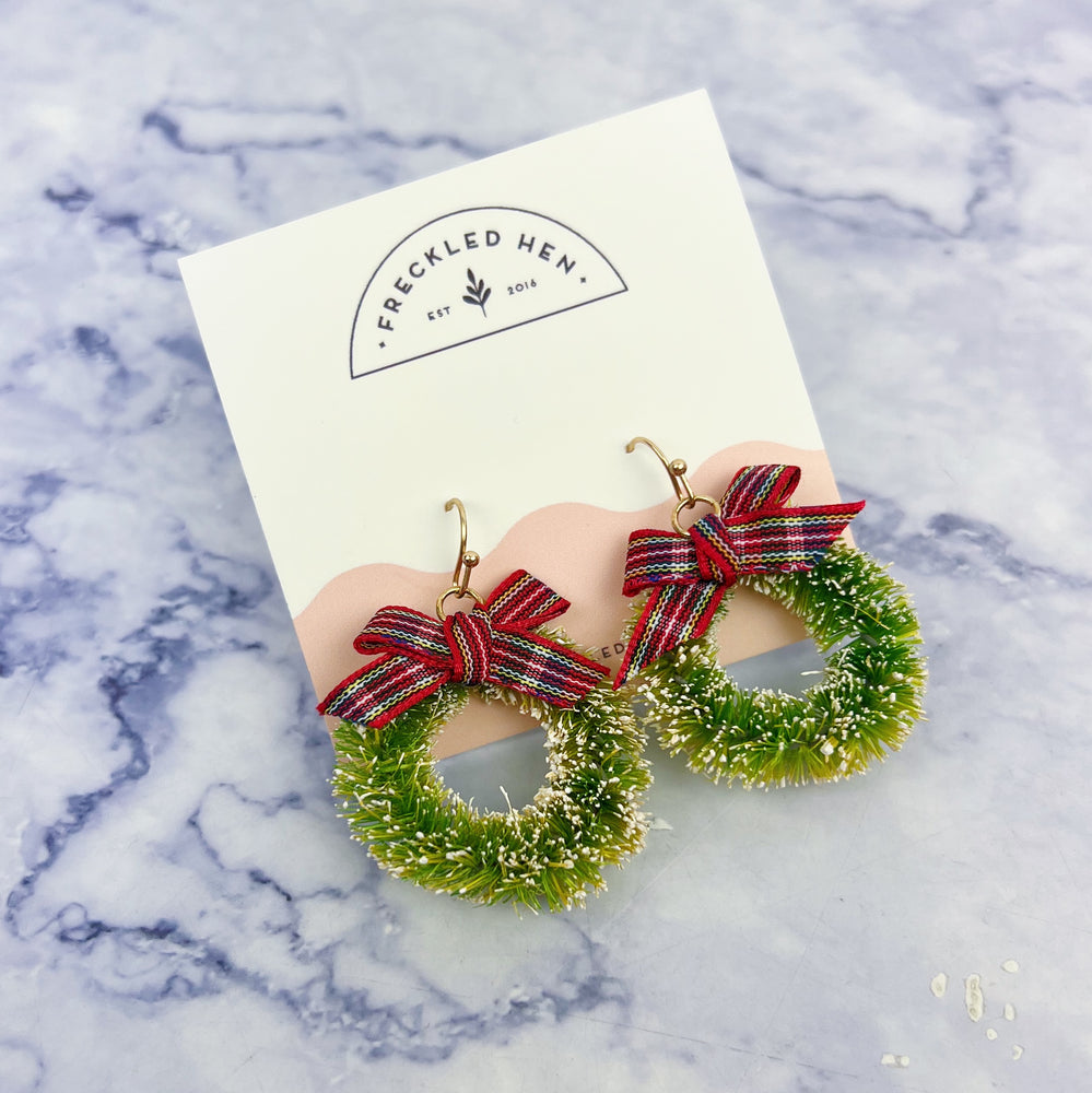 Christmas Cottage Wreath Earrings