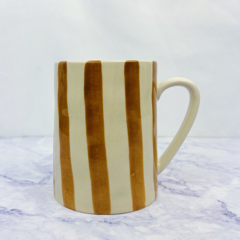 Hand Painted Stoneware Striped Mug