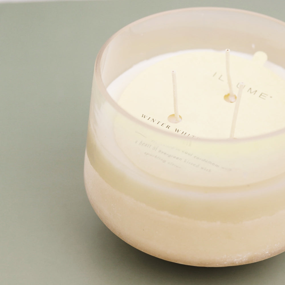 Winter White Baltic Glass Candle