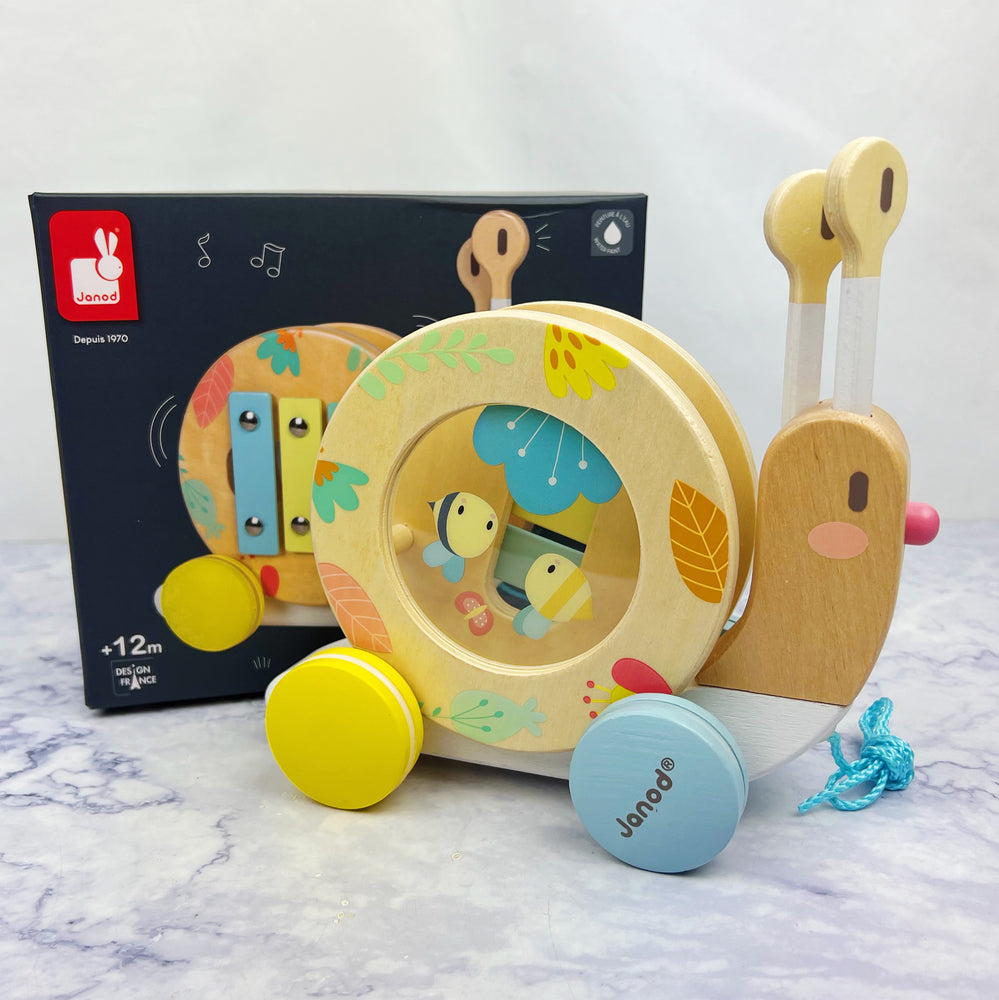 Wooden Pull Along Musical Snail