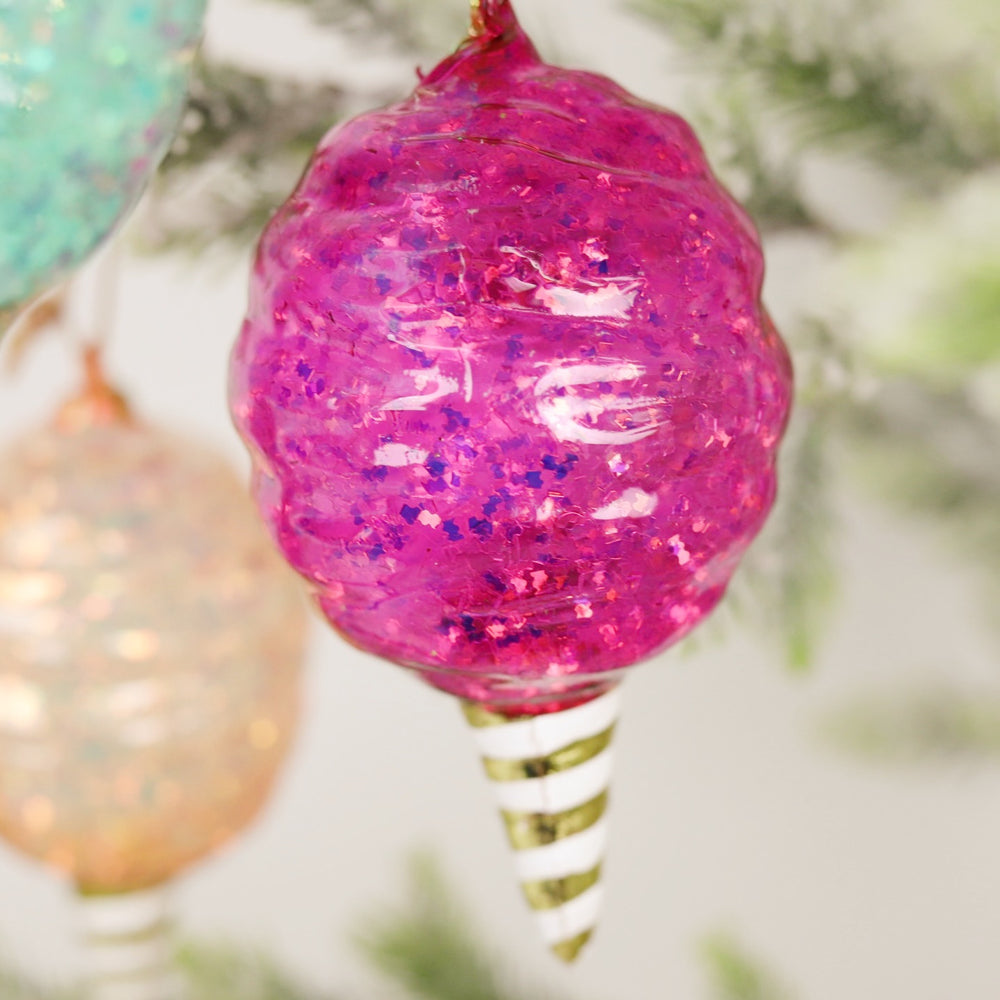 Glass Cotton Candy Ornament