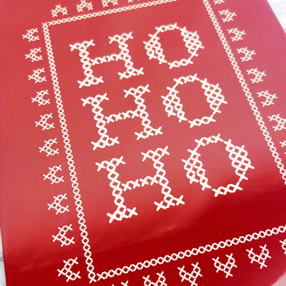 Ho Ho Ho Cross Stitch Art Print