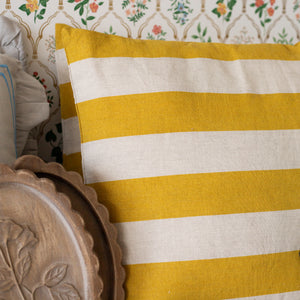 Gold and Cream Striped Pillow