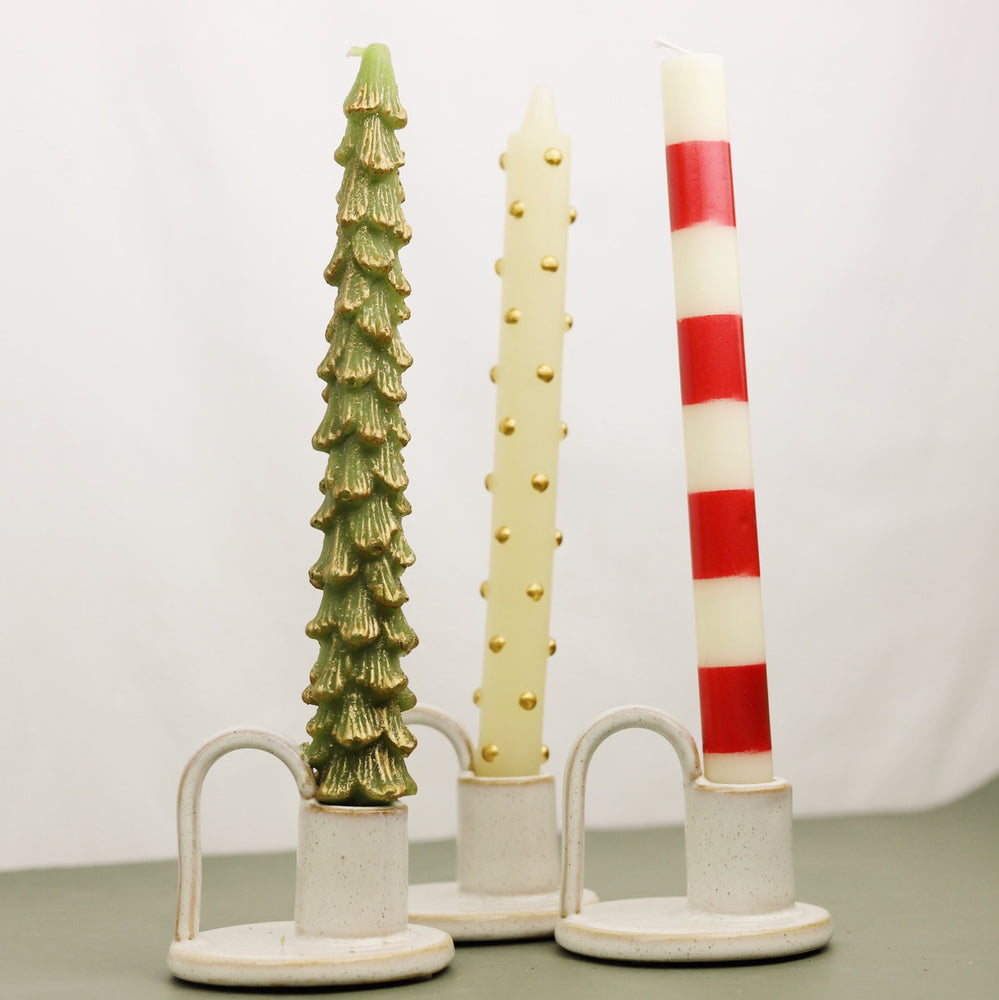 Red and White Stripe Taper Candles