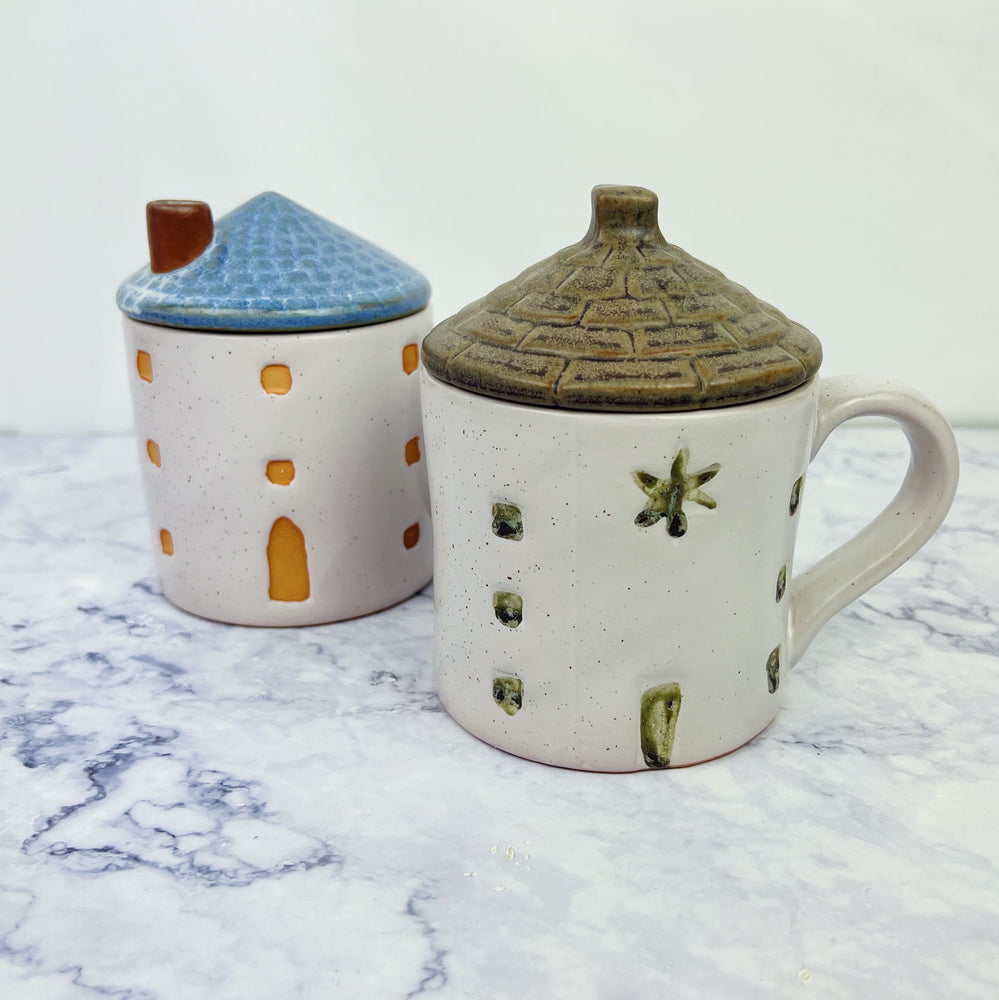 Stoneware Cottage Mug with Lid