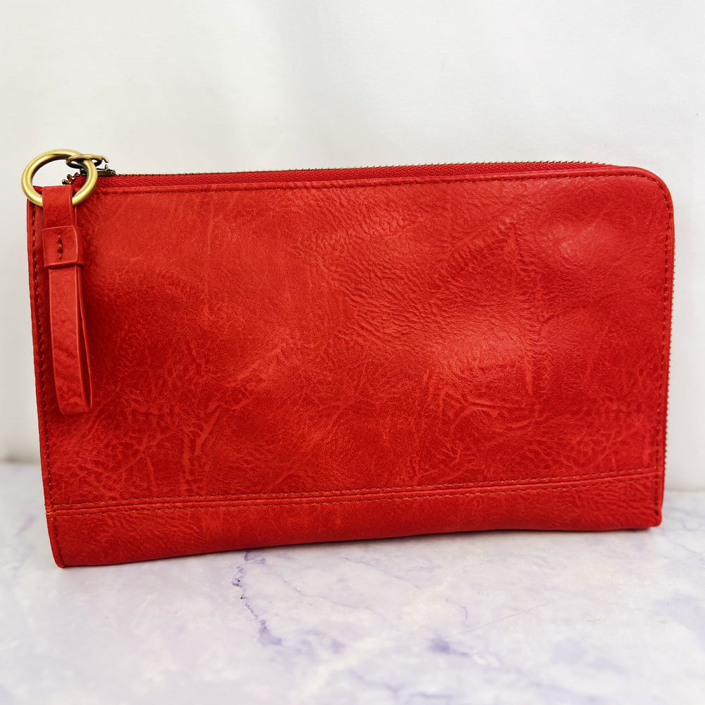 Faux Suede Convertible Wristlet & Wallet