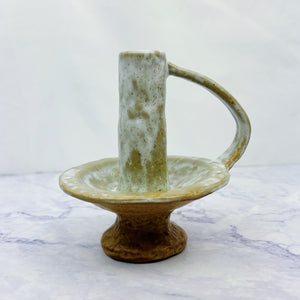 Footed Stoneware Taper Candle Holder