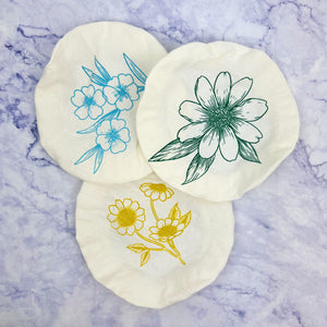 Small Floral Cotton Bowl Covers - Set of 3