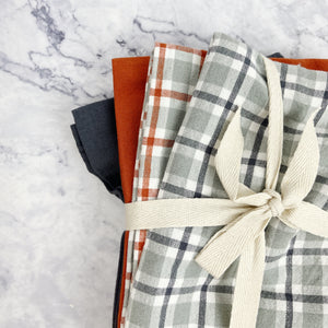 
                
                    Load image into Gallery viewer, Charcoal &amp;amp; Rust Plaid Tea Towel Set
                
            