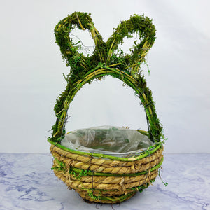 Moss and Straw Bunny Basket With Ears